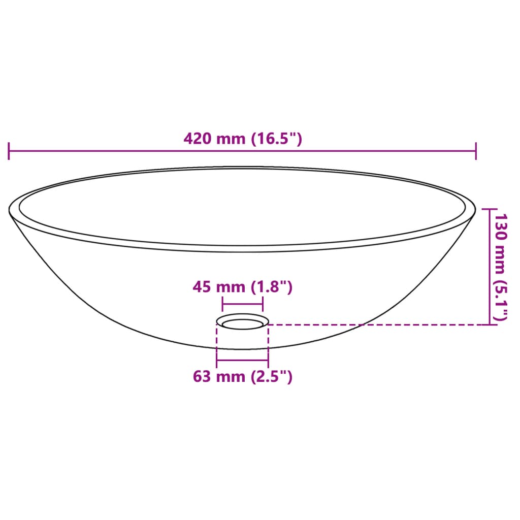 vidaXL Waschbecken Hartglas 42 cm schwarz