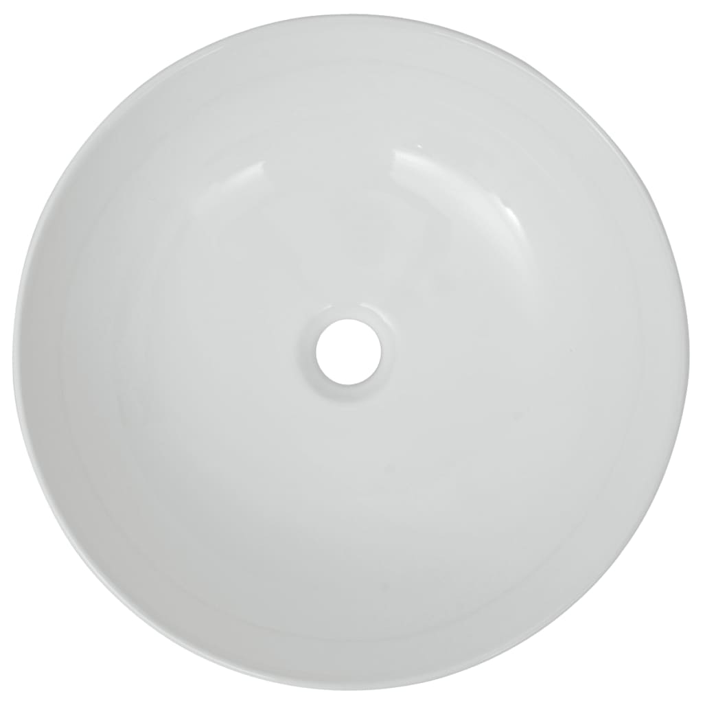 vidaXL Waschbecken Rund Keramik Weiß 41,5 x 13,5 cm
