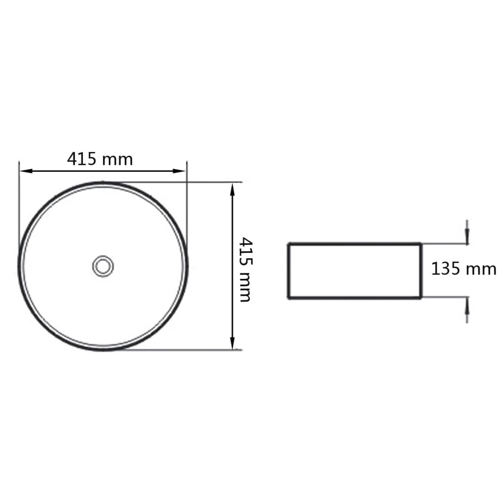 vidaXL Waschbecken Rund Keramik Weiß 41,5 x 13,5 cm