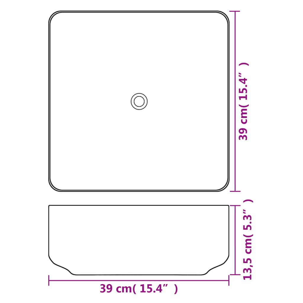vidaXL Waschbecken Quadratisch Keramik Weiß 39x39x13,5 cm