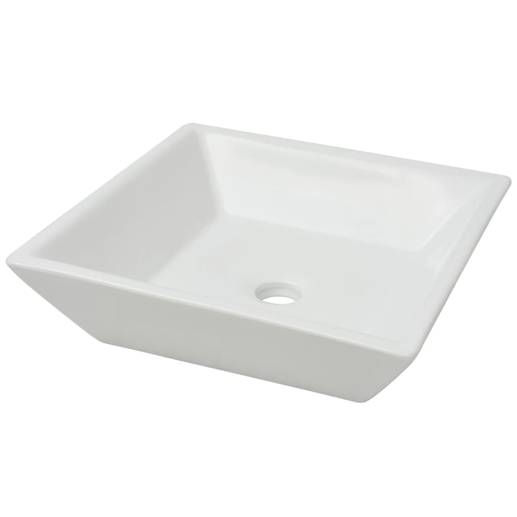 vidaXL Waschbecken Quadratisch Keramik Weiß 39x39x13,5 cm