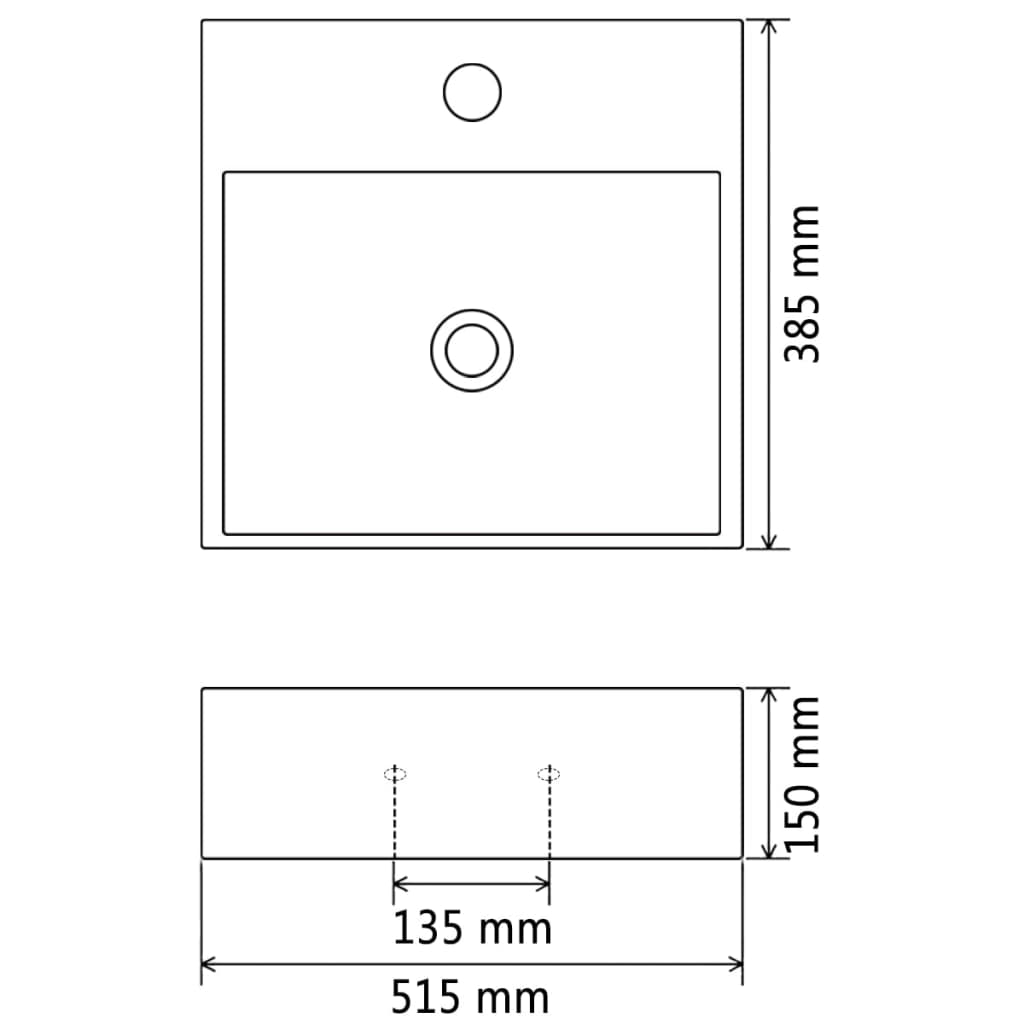 vidaXL Waschbecken mit Hahnloch Keramik Weiß 51,5x38,5x15 cm