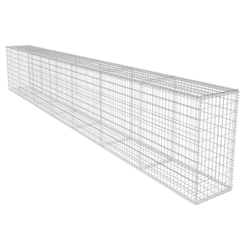 vidaXL Gabionenwand mit Abdeckung Verzinkter Stahl 600x50x100 cm