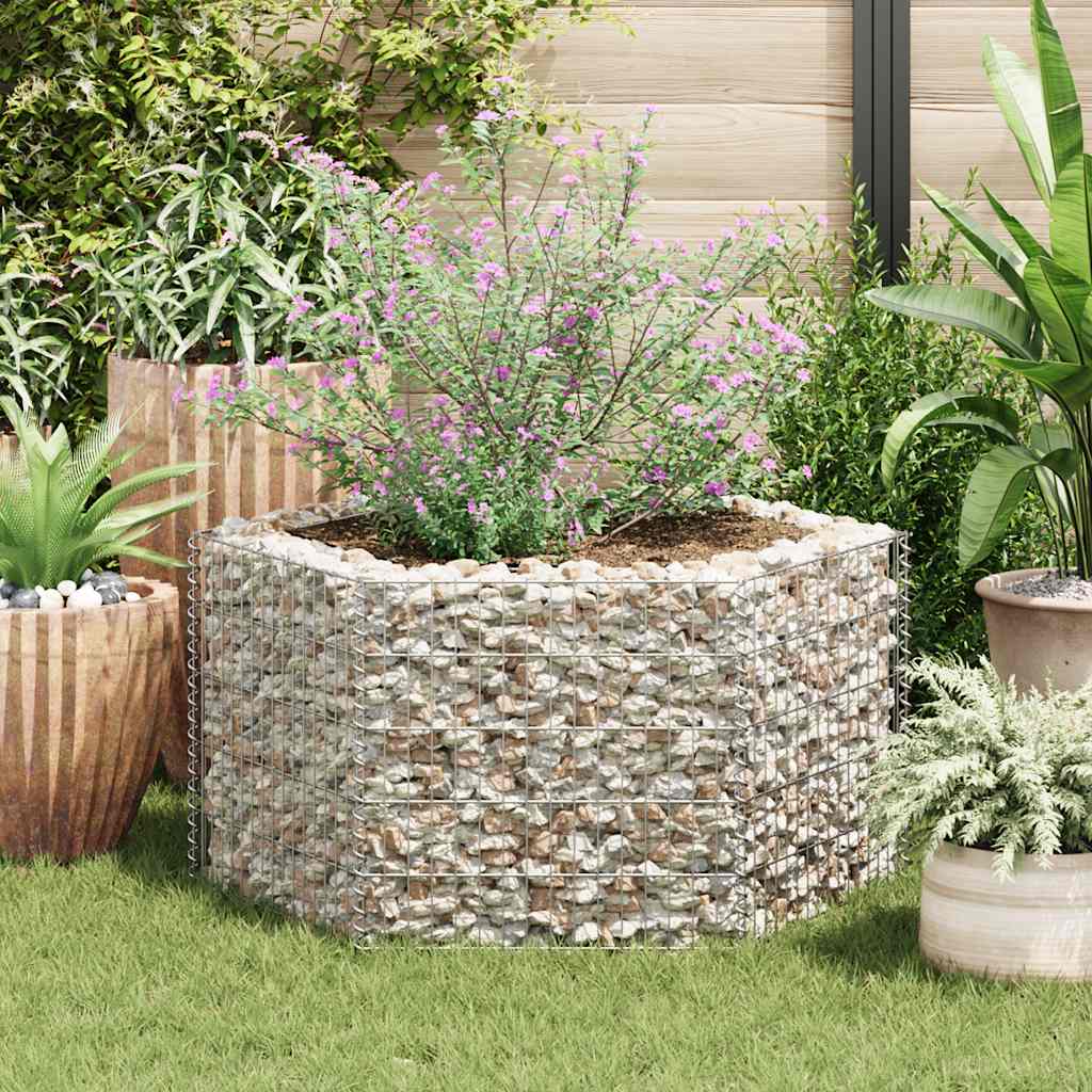 vidaXL Sechseckiges Gabionen-Hochbeet 100×90×50 cm