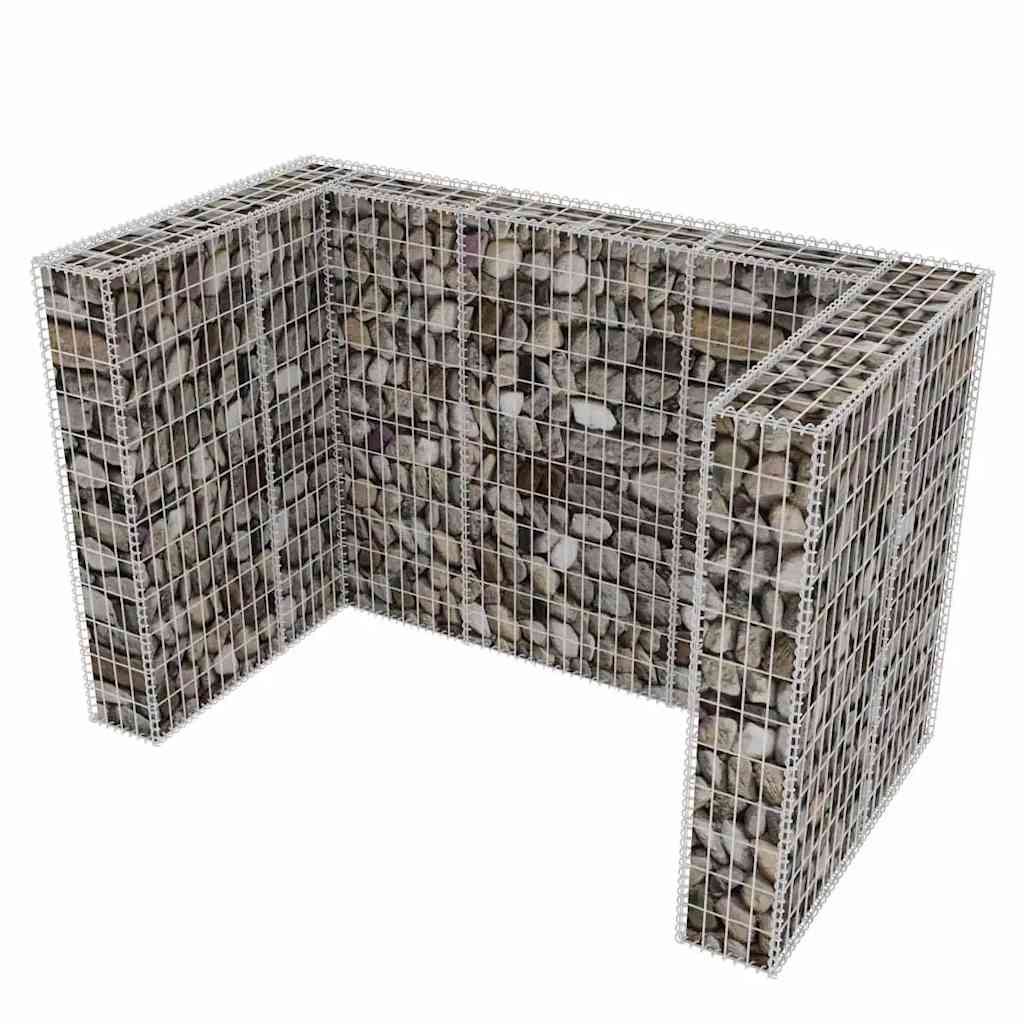 vidaXL Gabionen-Mülltonnenverkleidung für 2 Tonnen Stahl 180x100x120cm