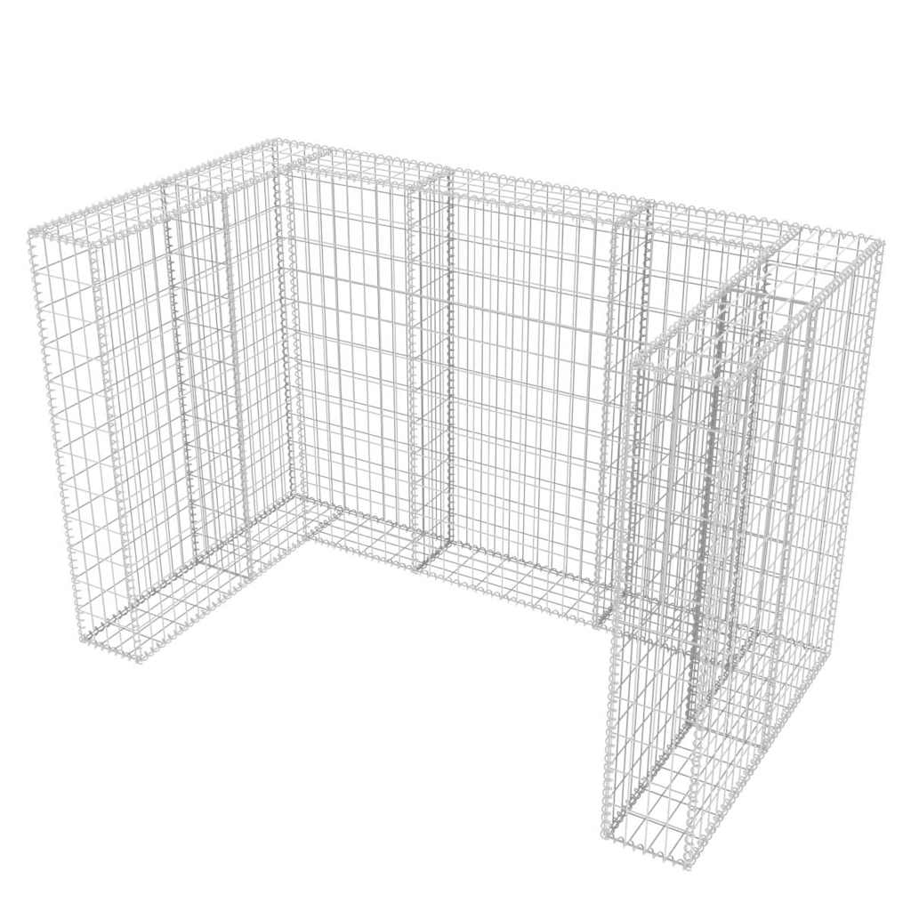 vidaXL Gabionen-Mülltonnenverkleidung für 2 Tonnen Stahl 180x100x120cm