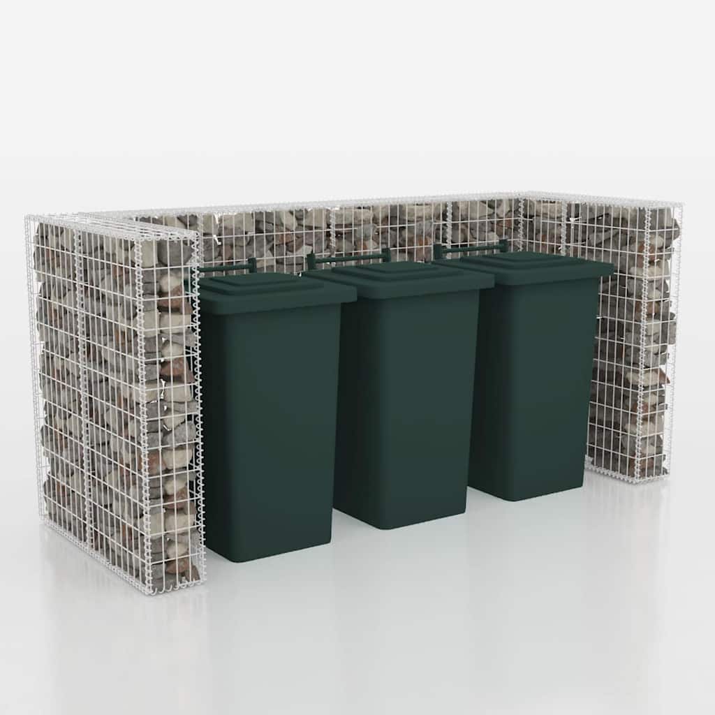 vidaXL Gabionen-Mülltonnenverkleidung für 3 Tonnen Stahl 250x100x120cm
