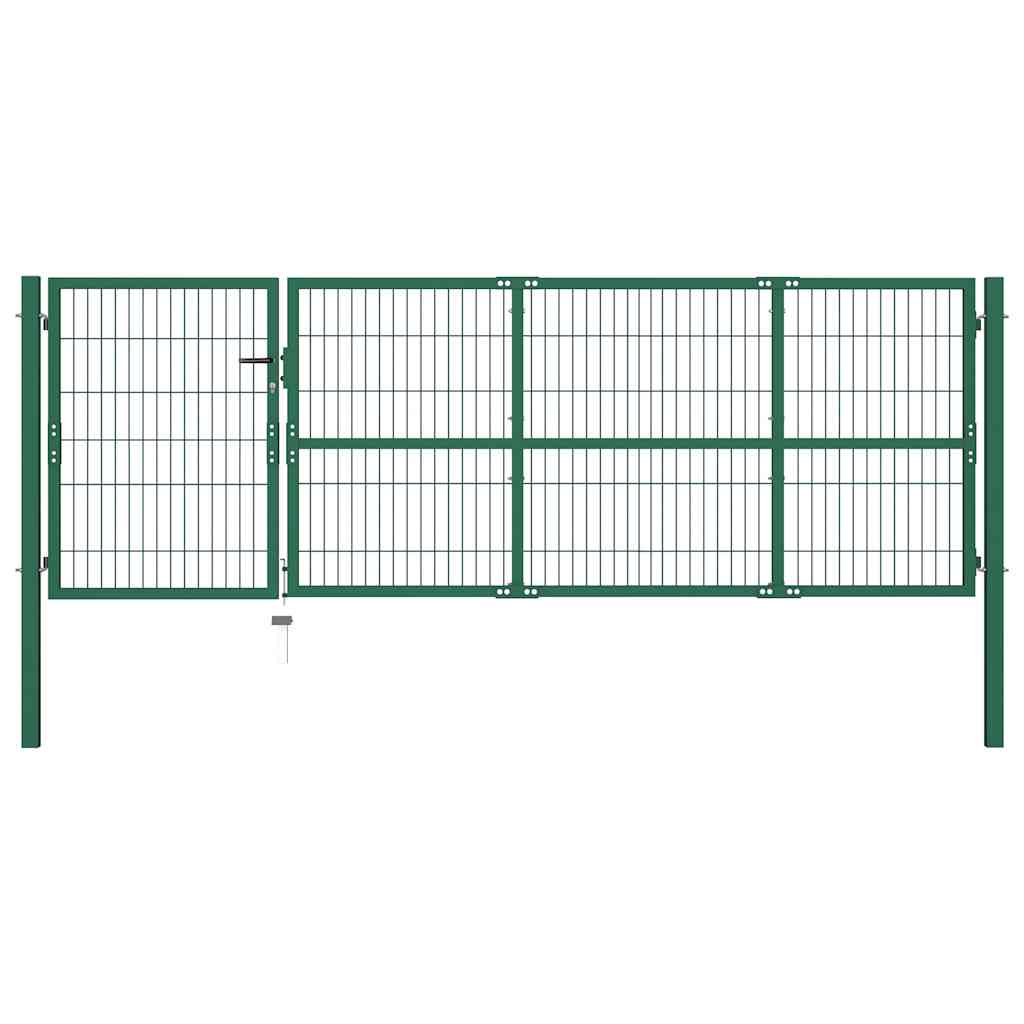 vidaXL Gartentor mit Pfosten 350x100 cm Stahl Grün