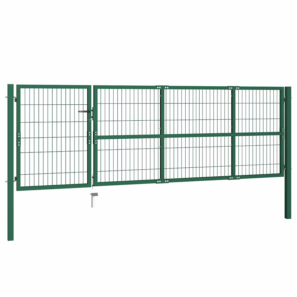 vidaXL Gartentor mit Pfosten 350x100 cm Stahl Grün