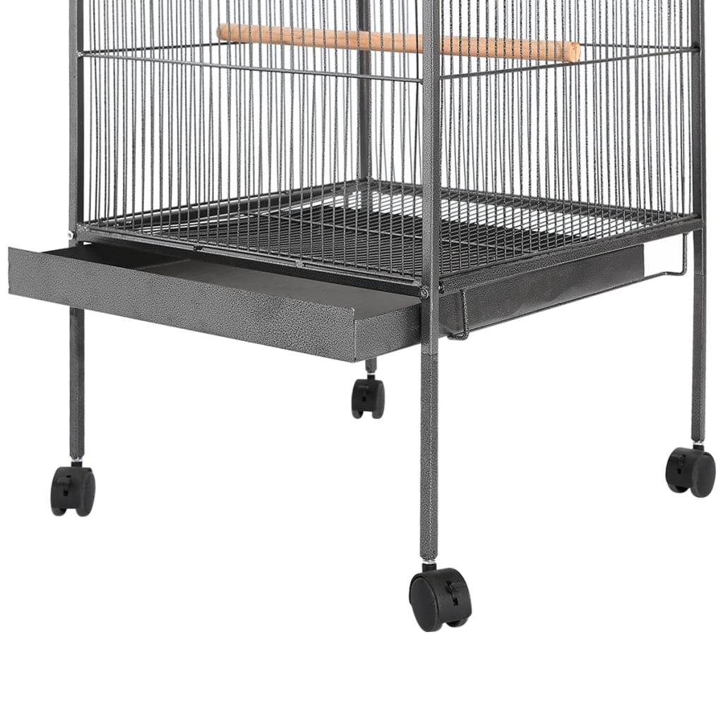 vidaXL Vogelkäfig mit Dach Stahl Schwarz 66x66x155 cm