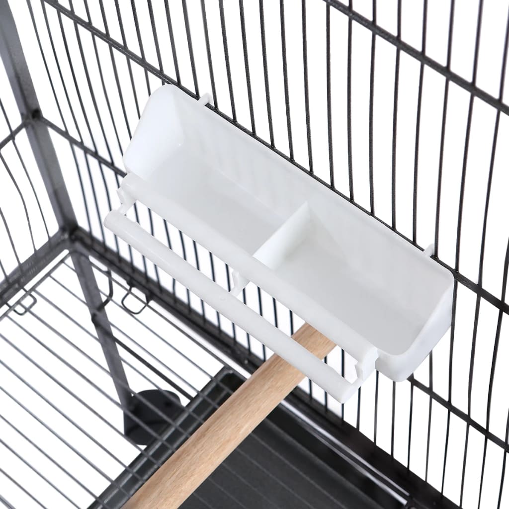 vidaXL Vogelkäfig mit Dach Stahl Schwarz 66x66x155 cm