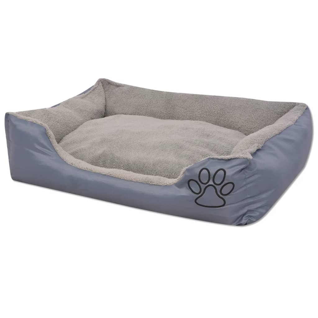 vidaXL Hundebett mit gepolstertem Kissen Größe XL Grau