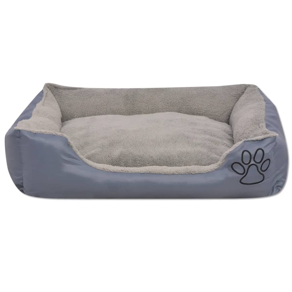 vidaXL Hundebett mit gepolstertem Kissen Größe XL Grau