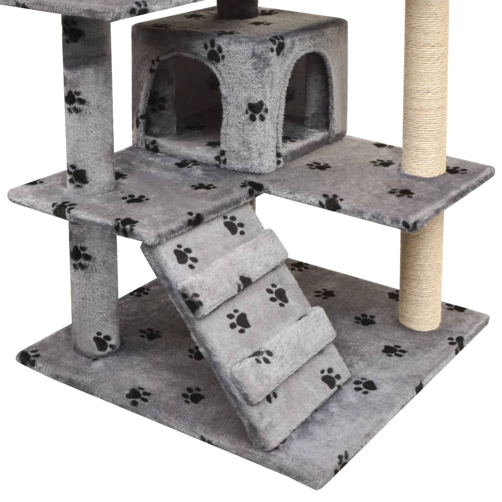 vidaXL Katzen-Kratzbaum 125 cm Pfoten-Aufdruck Grau