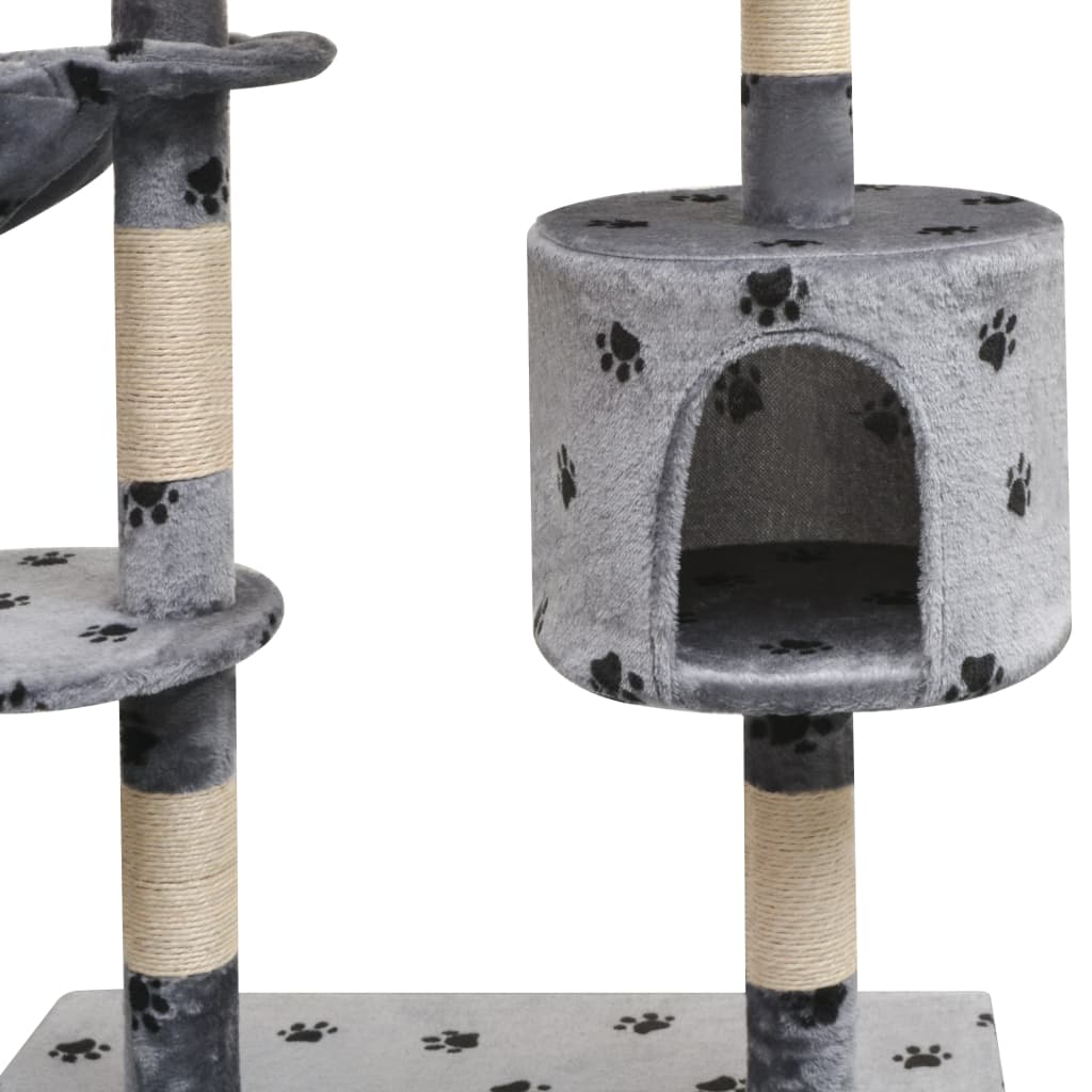 vidaXL Katzen-Kratzbaum 125 cm Grau mit Pfoten-Aufdruck