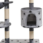 vidaXL Katzen-Kratzbaum 125 cm Grau mit Pfoten-Aufdruck