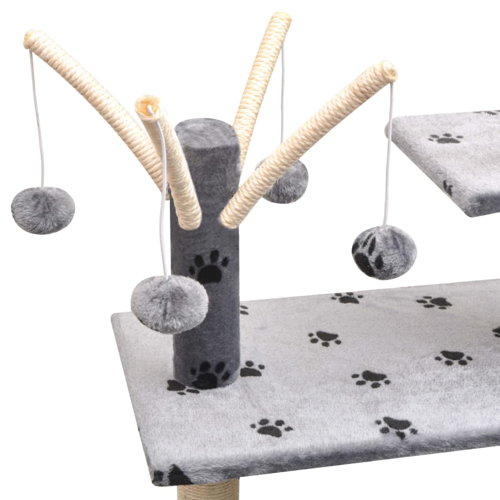 vidaXL Katzen-Kratzbaum 125 cm Grau mit Pfoten-Aufdruck