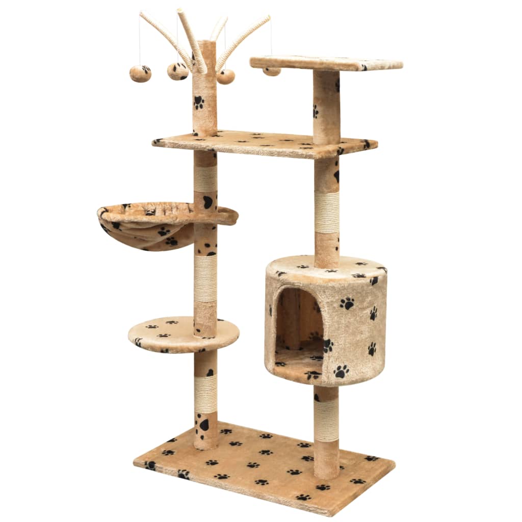 vidaXL Katzen-Kratzbaum 125 cm Grau mit Pfoten-Aufdruck