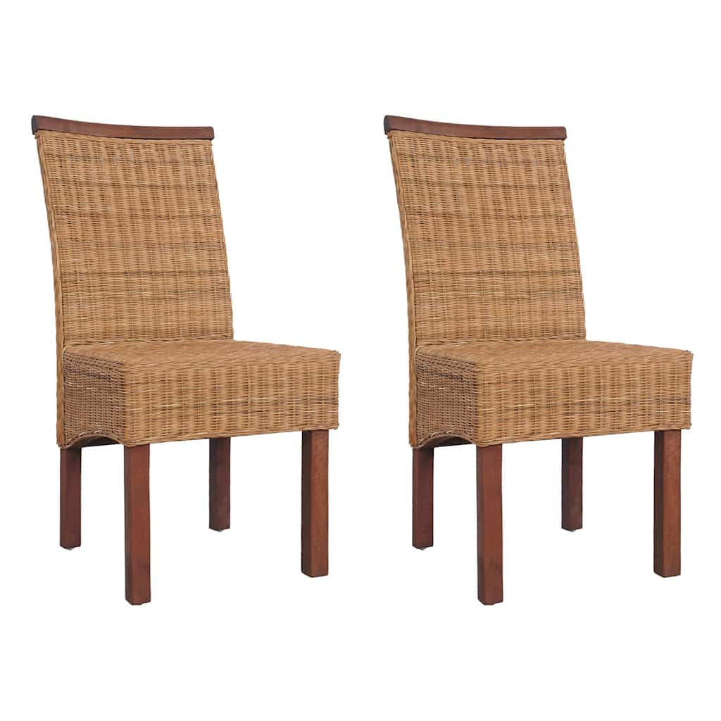 vidaXL Esszimmerstühle 2 Stk. Braun Natürliches Rattan