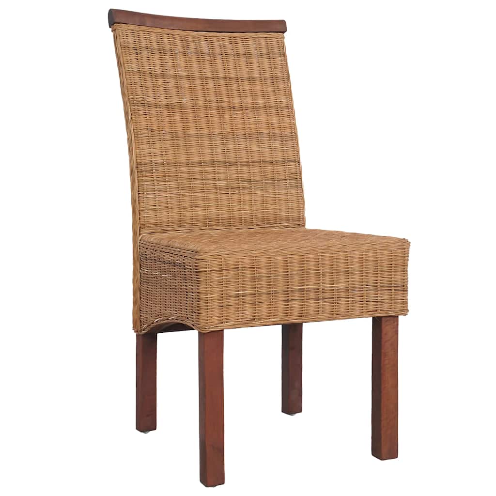 vidaXL Esszimmerstühle 2 Stk. Braun Natürliches Rattan