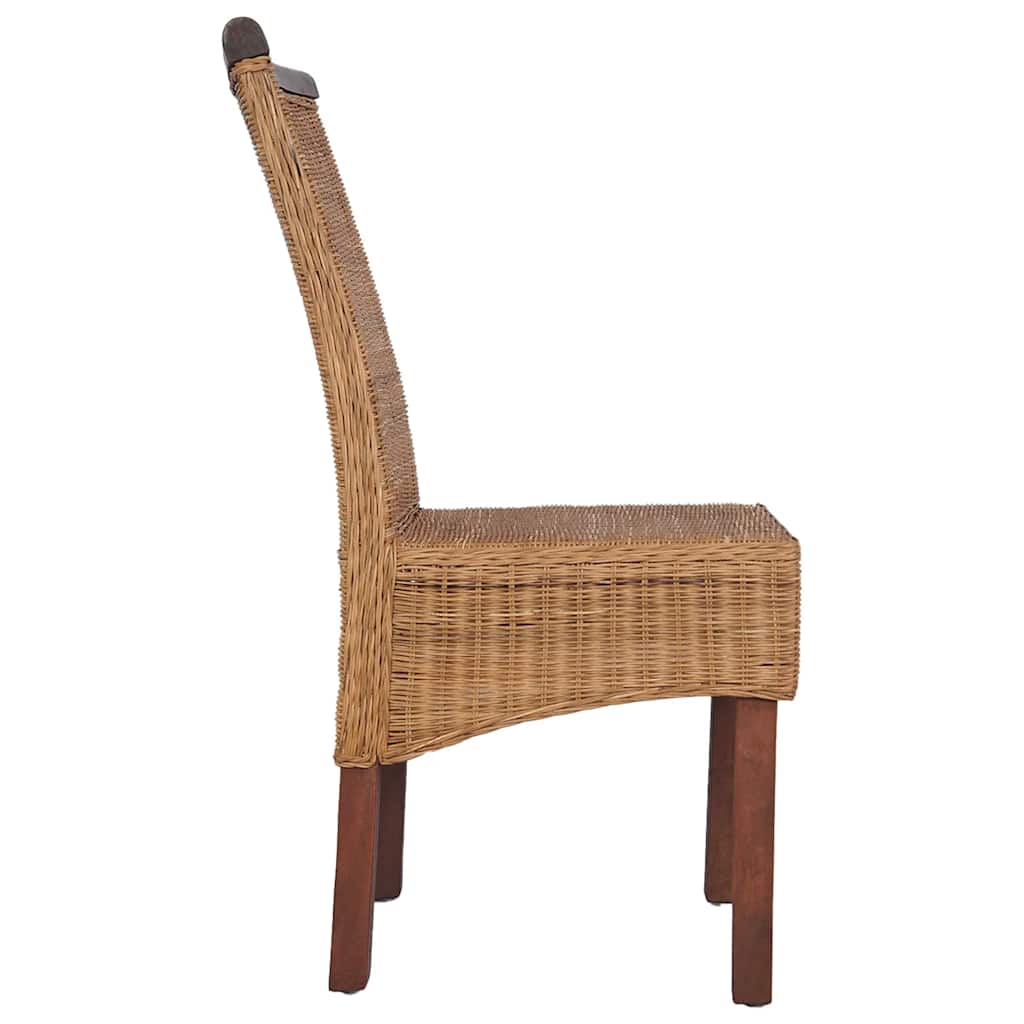 vidaXL Esszimmerstühle 2 Stk. Braun Natürliches Rattan