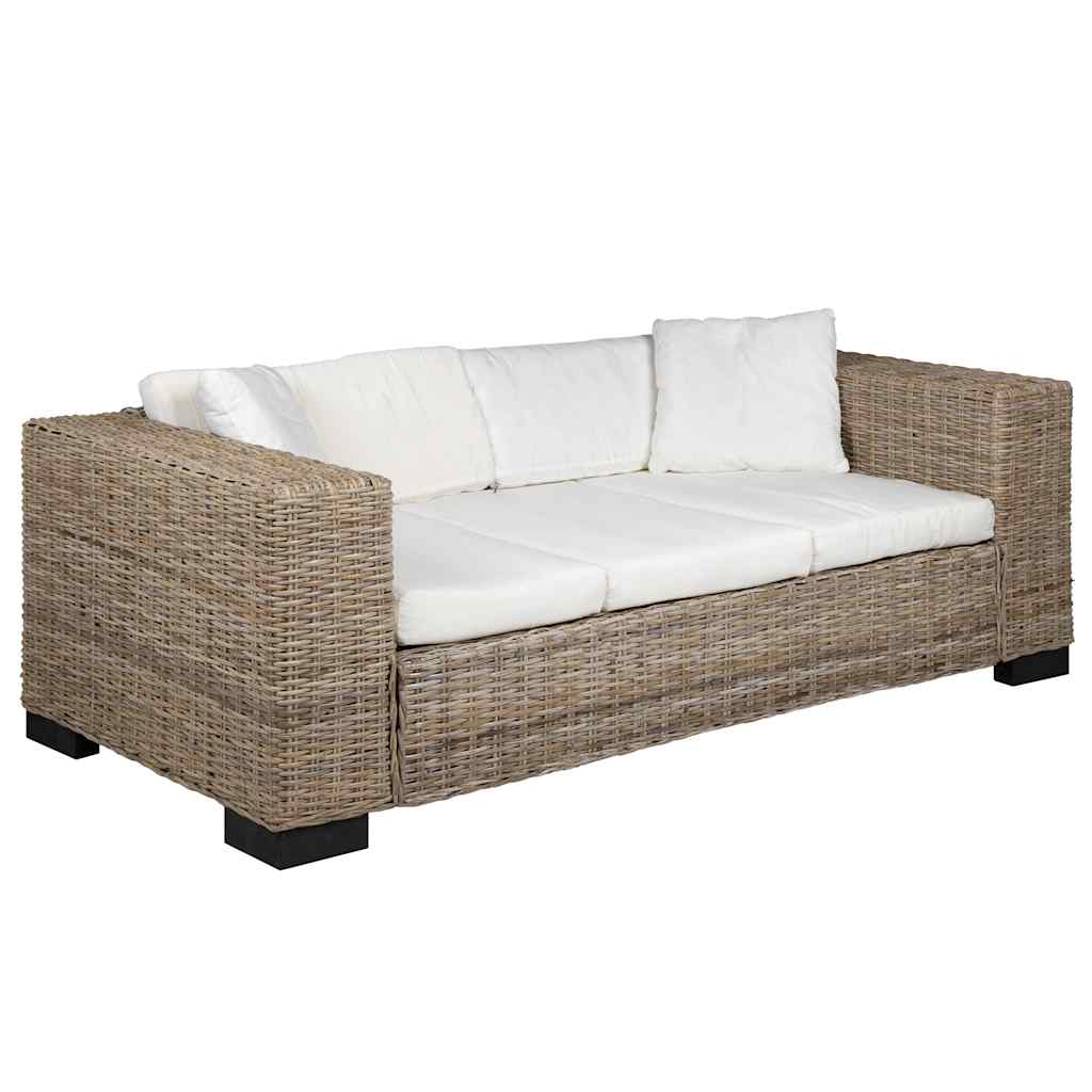 vidaXL 3-Sitzer Sofa Echtes Rattan