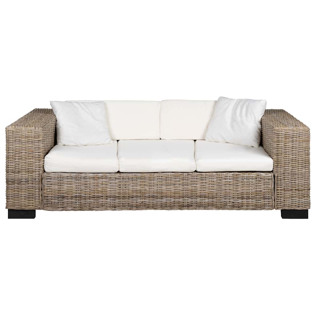 vidaXL 3-Sitzer Sofa Echtes Rattan