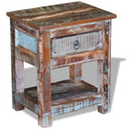 vidaXL Beistelltisch mit 1 Schublade Altholz Massiv 43x33x51 cm