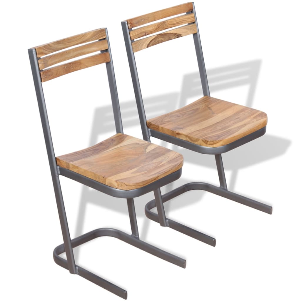 vidaXL Esszimmerstühle 2 Stk. Massivholz Teak