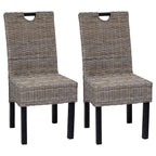 vidaXL Esszimmerstuhl 2 Stk. Kubu-Rattan Mangoholz