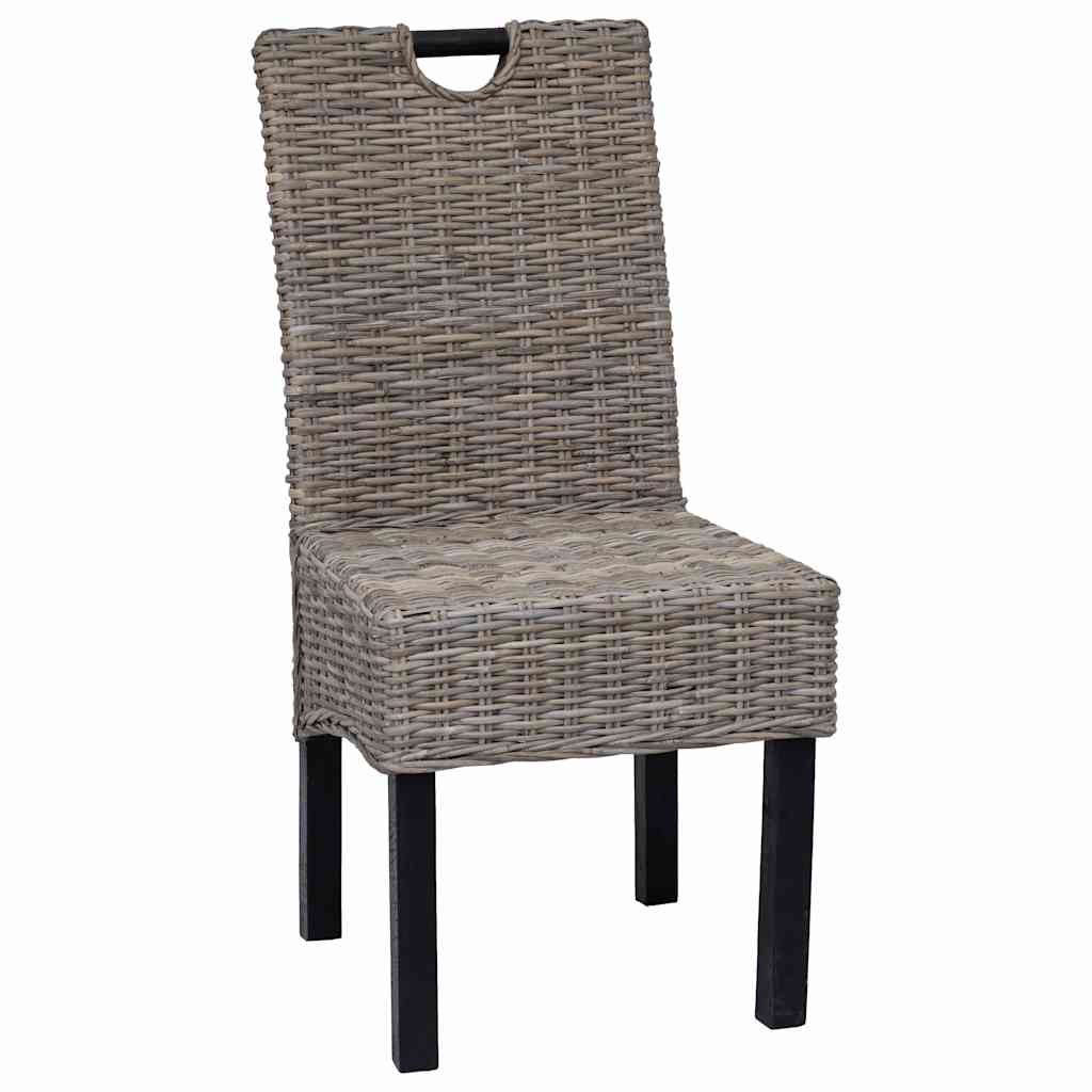 vidaXL Esszimmerstuhl 2 Stk. Kubu-Rattan Mangoholz