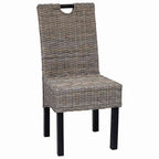 vidaXL Esszimmerstuhl 2 Stk. Kubu-Rattan Mangoholz