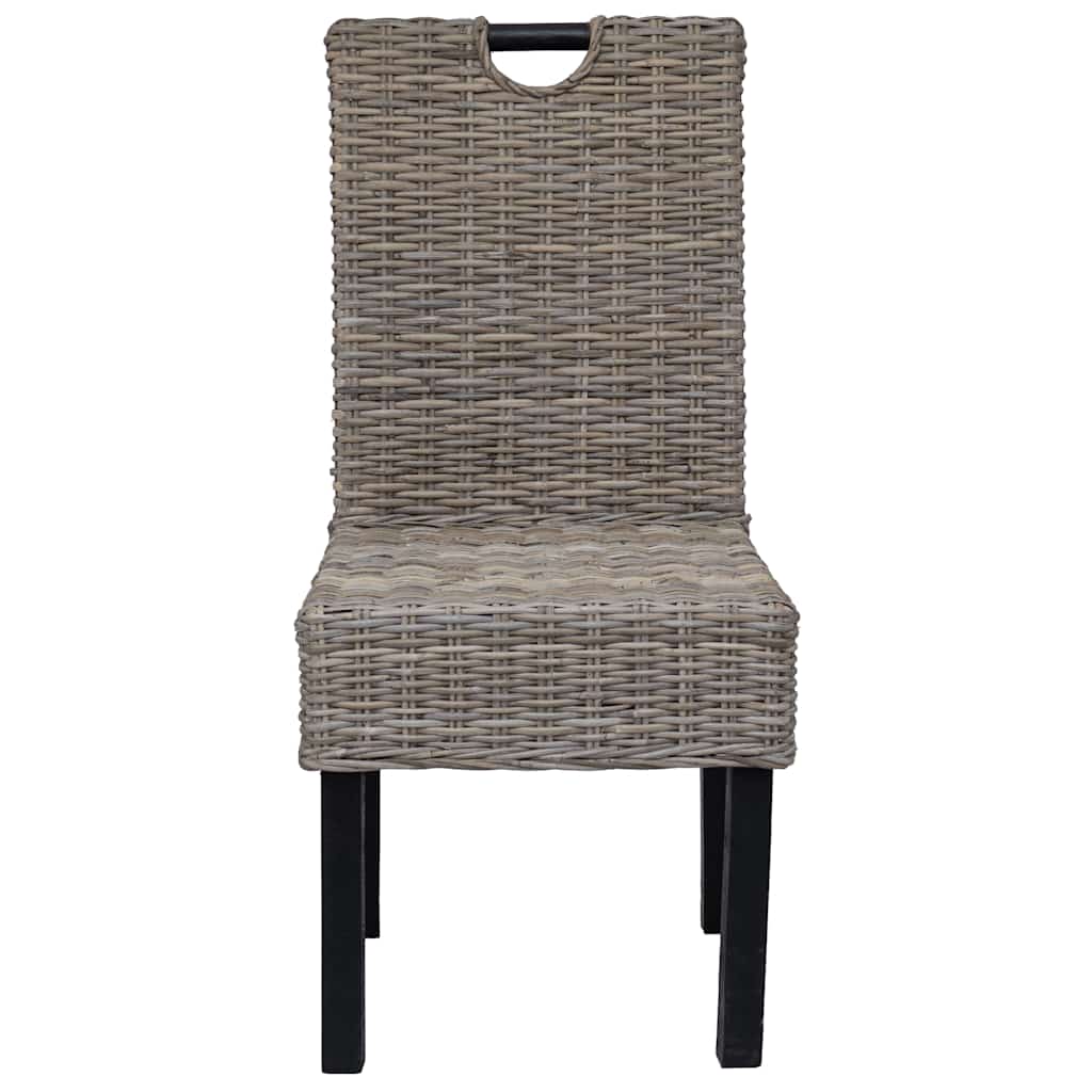 vidaXL Esszimmerstuhl 2 Stk. Kubu-Rattan Mangoholz