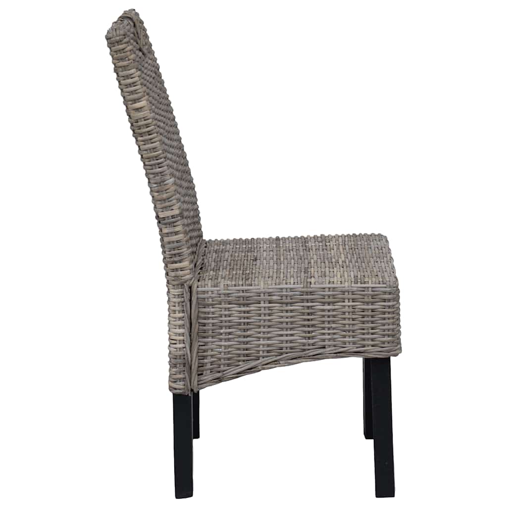 vidaXL Esszimmerstuhl 2 Stk. Kubu-Rattan Mangoholz