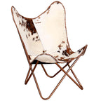 vidaXL Butterfly-Sessel Braun und Weiß Echtes Kuhfell