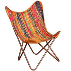 vidaXL Butterfly-Sessel Mehrfarbig Chindi-Stoff