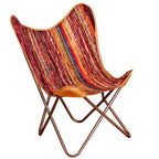 vidaXL Butterfly-Sessel Mehrfarbig Chindi-Stoff