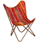 vidaXL Butterfly-Sessel Mehrfarbig Chindi-Stoff