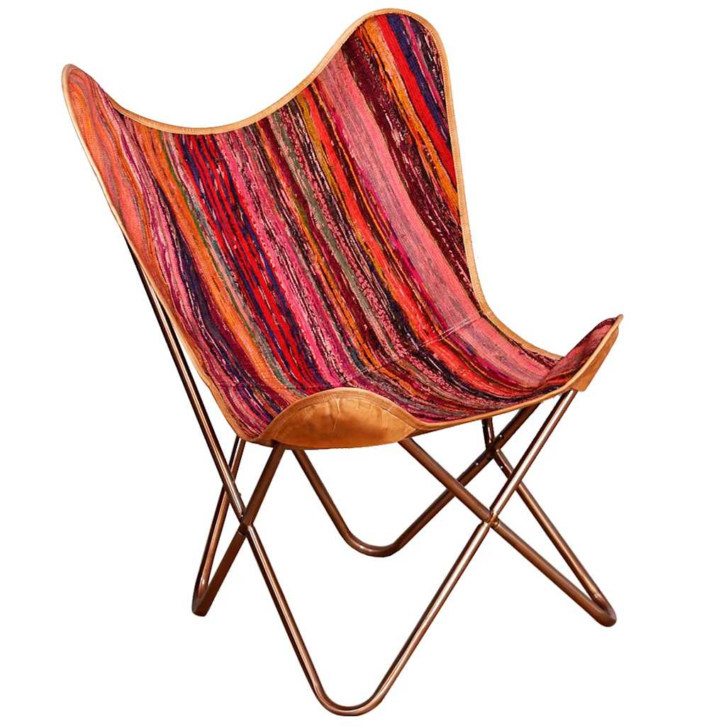 vidaXL Butterfly-Sessel Mehrfarbig Chindi-Stoff