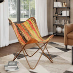 vidaXL Butterfly-Sessel Mehrfarbig Chindi-Stoff