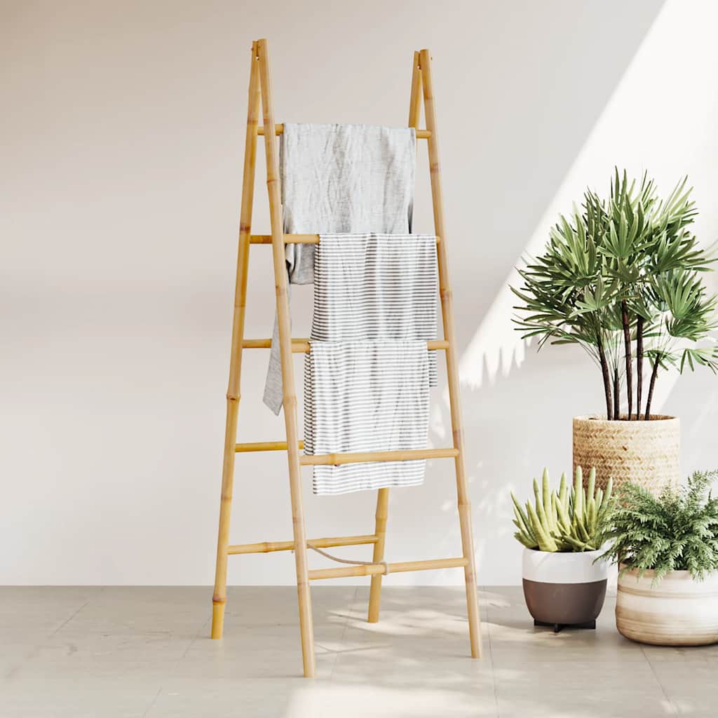 vidaXL Doppel-Handtuchleiter mit fünf Bambussprossen 50 x 160 cm