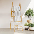 vidaXL Doppel-Handtuchleiter mit fünf Bambussprossen 50 x 160 cm
