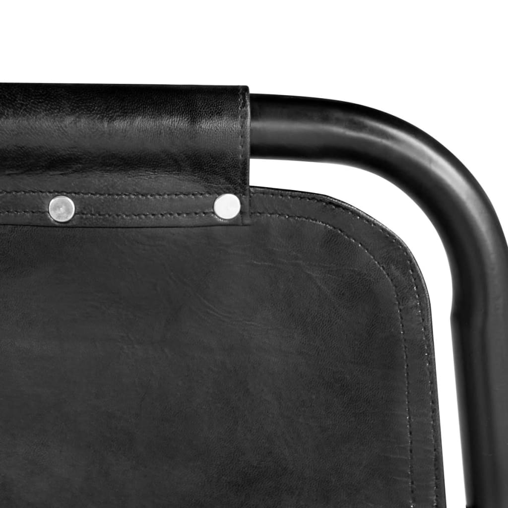 vidaXL Esszimmerstühle 2 Stk. Schwarz Echtleder