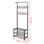 vidaXL Garderobe mit Schuhablage 68×32×182,5 cm Schwarz