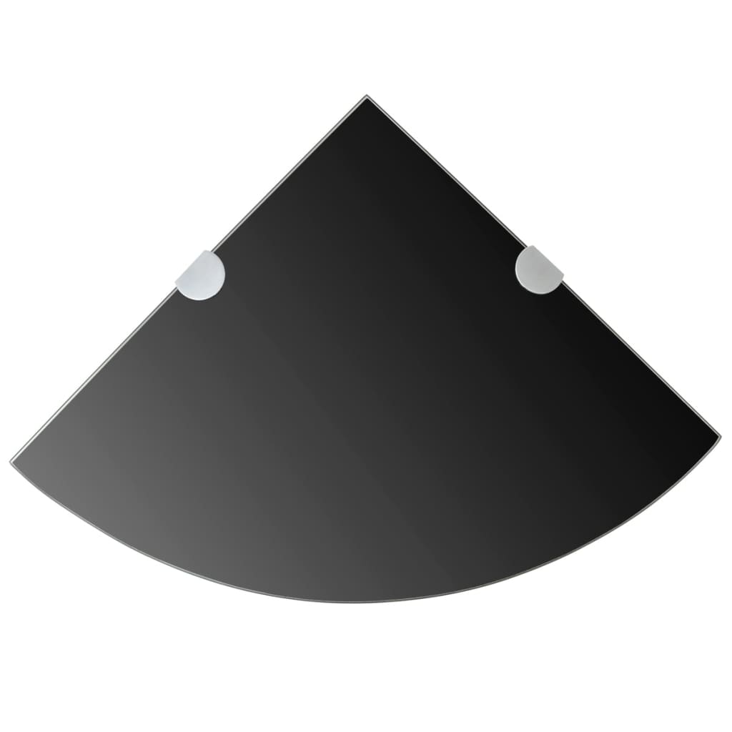 vidaXL Eckregal mit verchromten Halterungen Glas Schwarz 35 x 35 cm