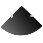 vidaXL Eckregal mit verchromten Halterungen Glas Schwarz 35 x 35 cm
