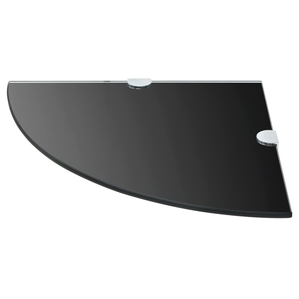 vidaXL Eckregal mit verchromten Halterungen Glas Schwarz 35 x 35 cm
