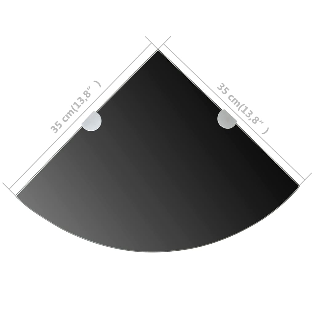 vidaXL Eckregal mit verchromten Halterungen Glas Schwarz 35 x 35 cm
