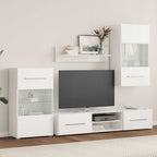 vidaXL Fünfteilige Wohnwand TV-Schrank mit LED-Beleuchtung Weiß