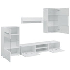 vidaXL Fünfteilige Wohnwand TV-Schrank mit LED-Beleuchtung Weiß